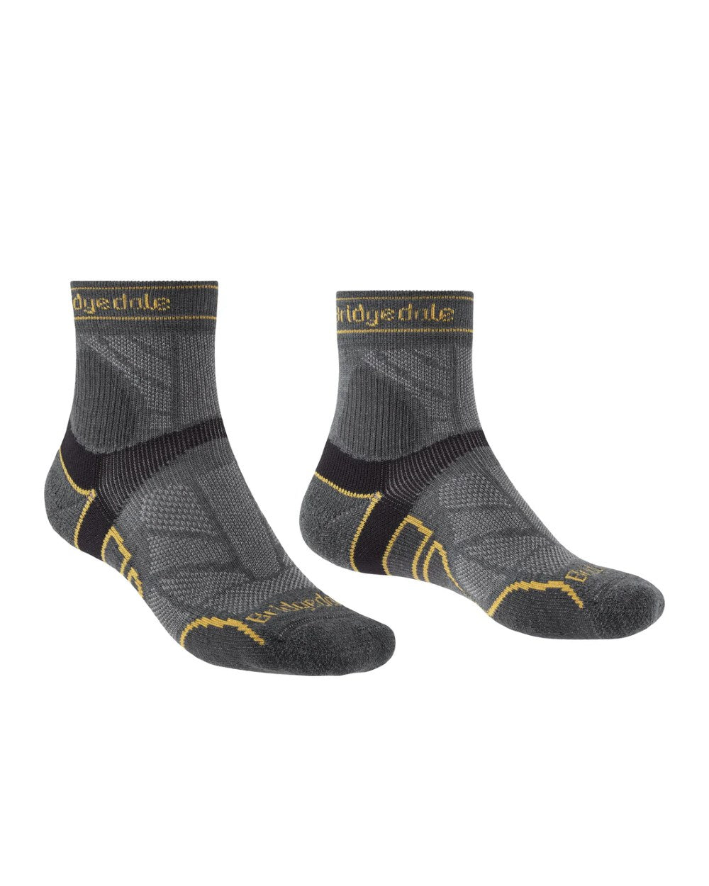 Gunmetal Coloured Bridgedale Lightweight T2 Merino Sport 3/4 Crew Socks On A White Background 