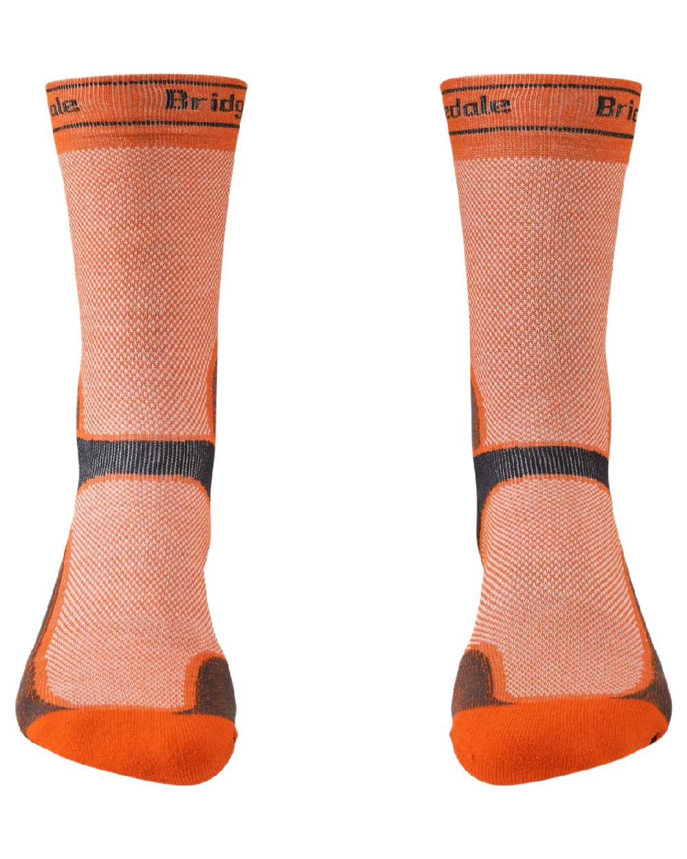 Orange Grey Coloured Bridgedale Mens Summer Weight T2 Coolmax Sport Boots on White Background
