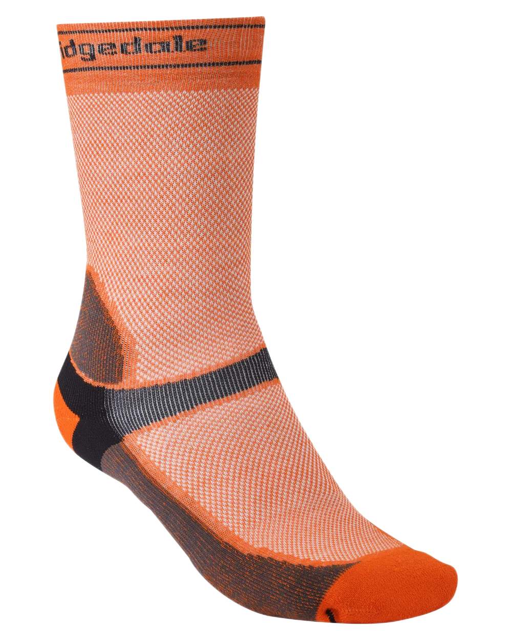 Orange Grey Coloured Bridgedale Mens Summer Weight T2 Coolmax Sport Boots on White Background
