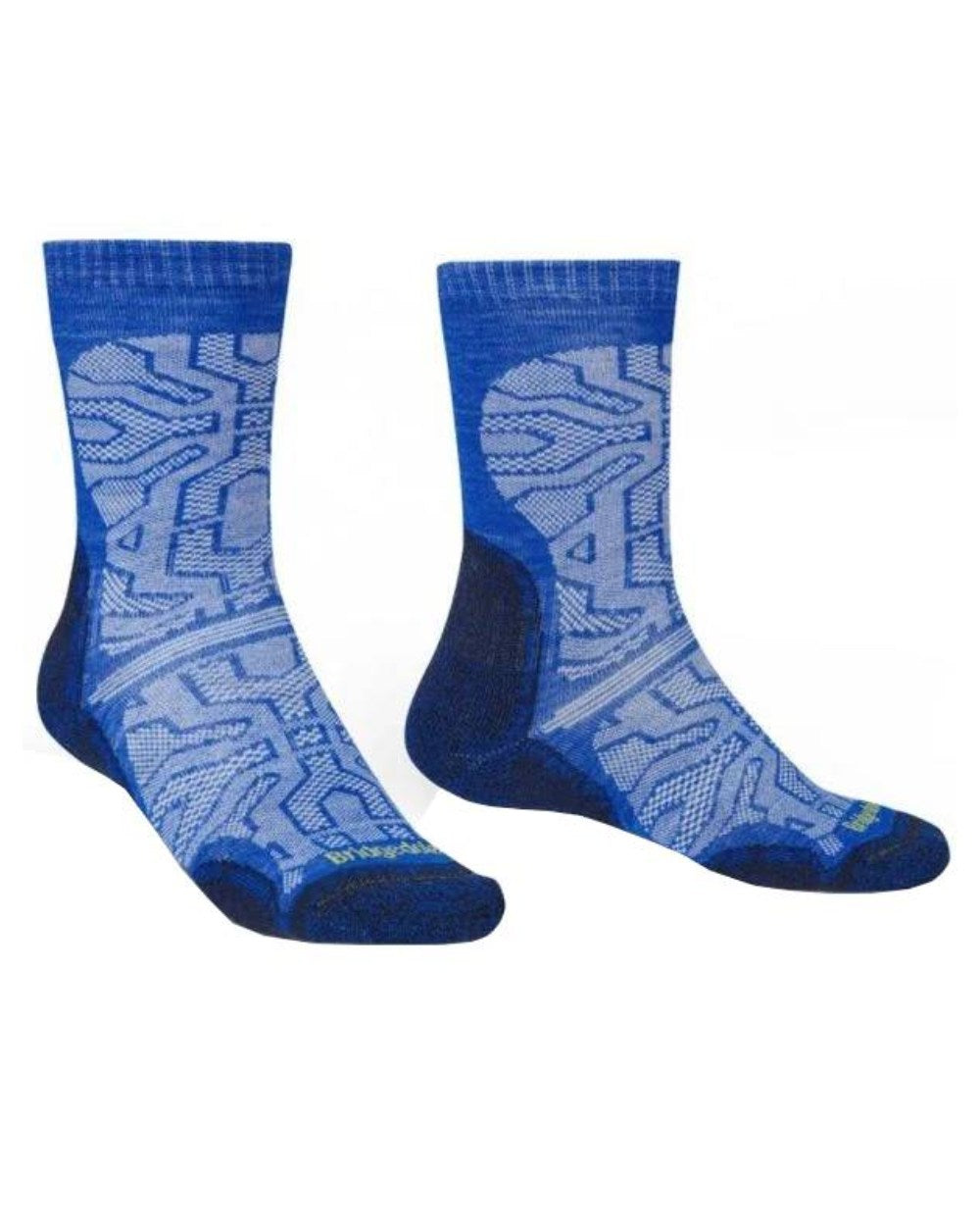 Royal Blue Coloured Bridgedale Mens Ultra Light Merino Performance Crew Socks On A White Background