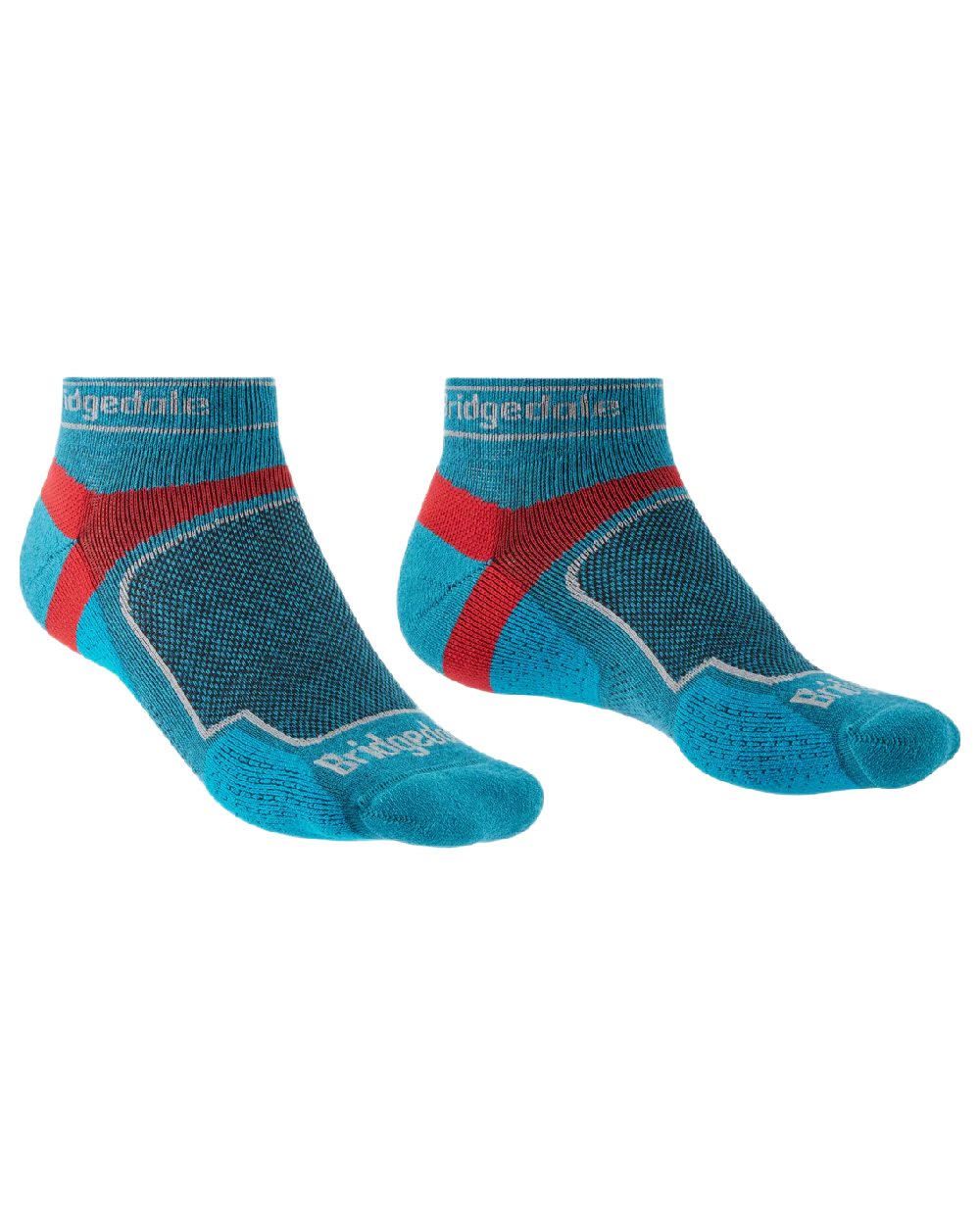 Blue Coloured Bridgedale Mens Ultra Light T2 Coolmax Sport Low on White Background

