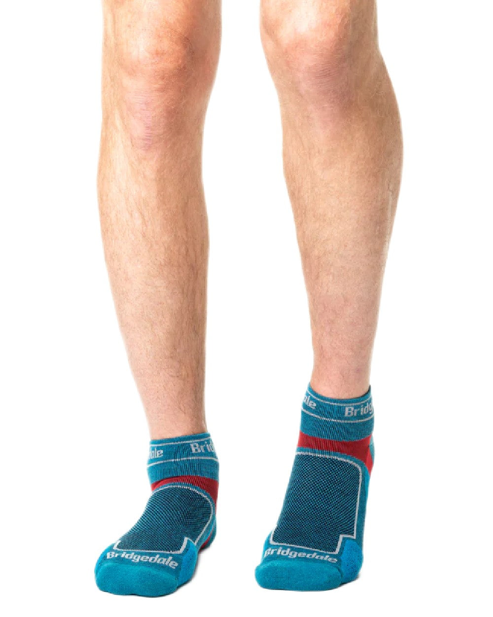 Blue Coloured Bridgedale Mens Ultra Light T2 Coolmax Sport Low on White Background
