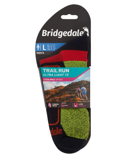 Navy Coloured Bridgedale Mens Ultra Light T2 Coolmax Sport Low on White Background
