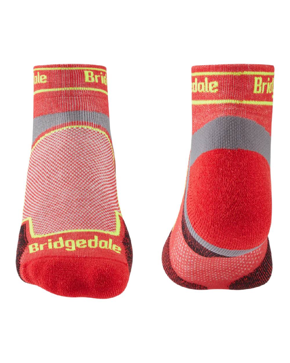 Red Coloured Bridgedale Mens Ultra Light T2 Coolmax Sport Low on White Background
