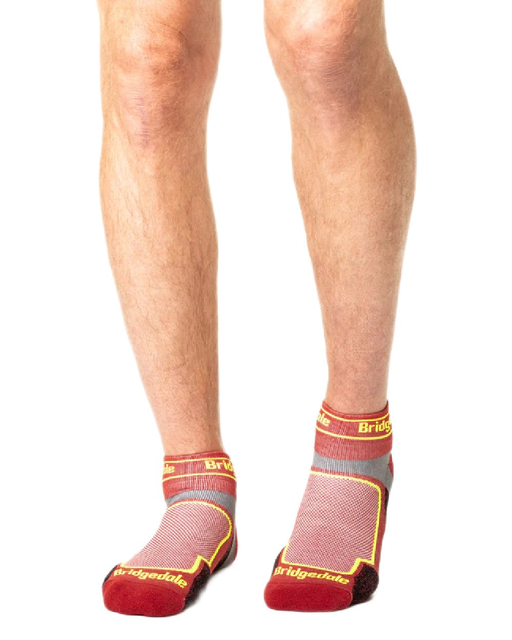 Red Coloured Bridgedale Mens Ultra Light T2 Coolmax Sport Low on White Background
