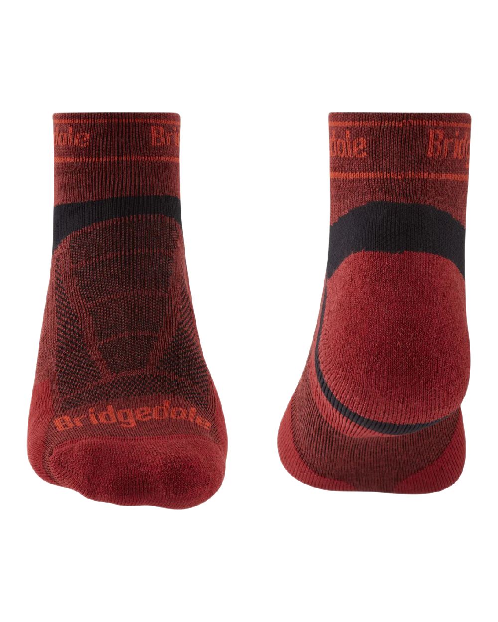 Red Coloured Bridgedale Mens Ultra Light T2 Merino Sport Low on White Background
