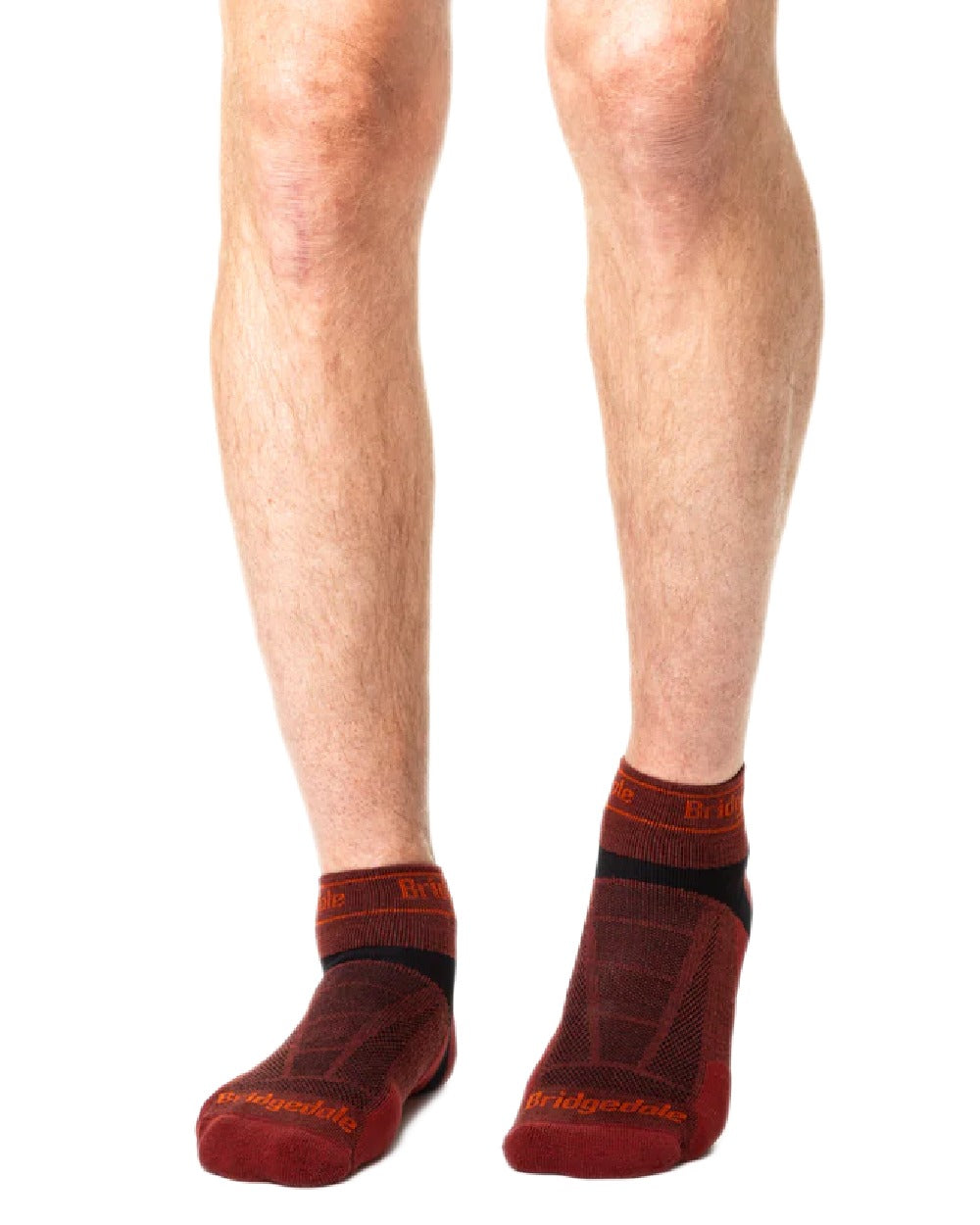 Red Coloured Bridgedale Mens Ultra Light T2 Merino Sport Low on White Background
