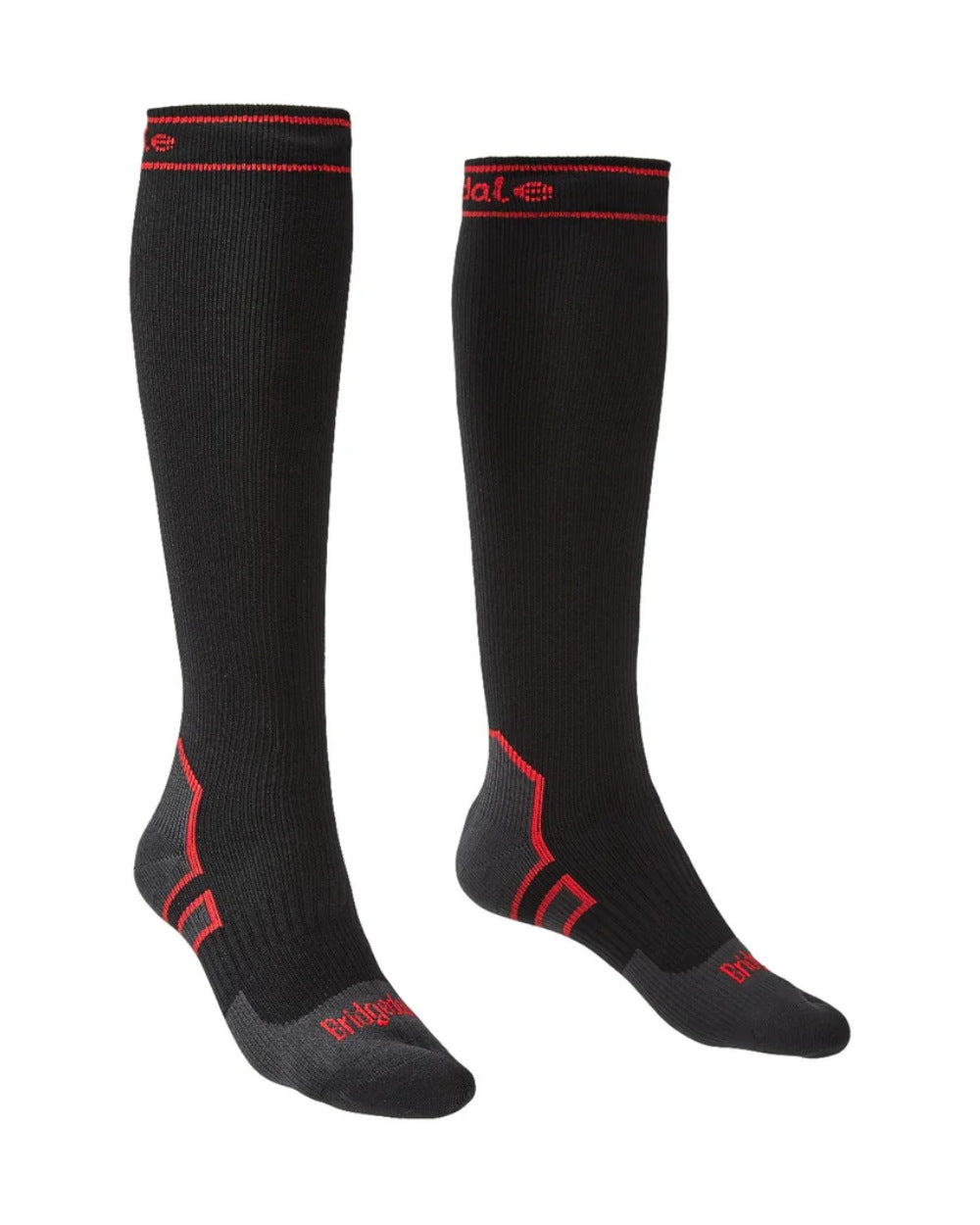 Black Coloured Bridgedale StormSock Heavyweight Knee Socks on White Background
