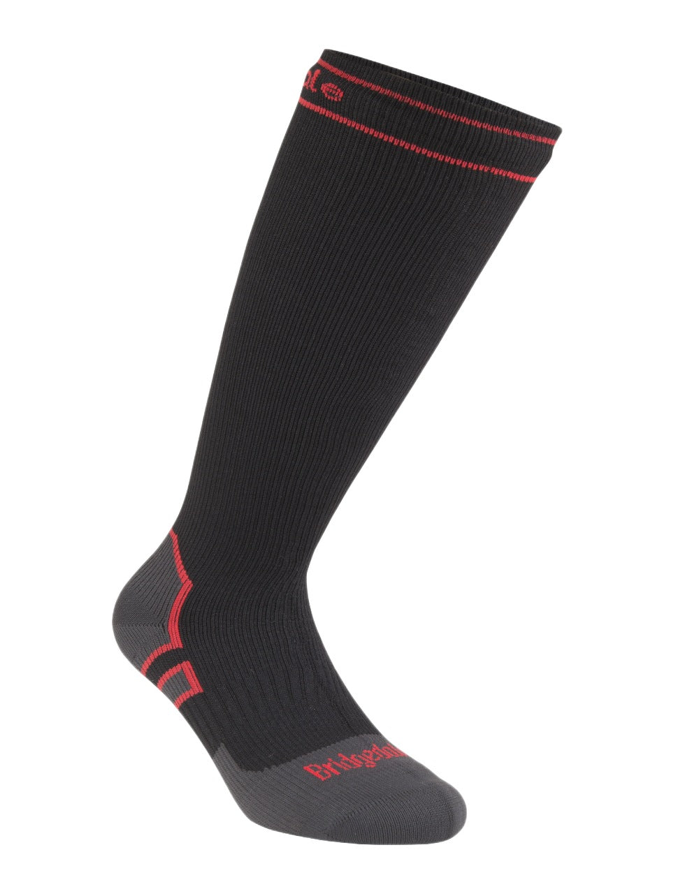 Black Coloured Bridgedale StormSock Heavyweight Knee Socks on White Background
