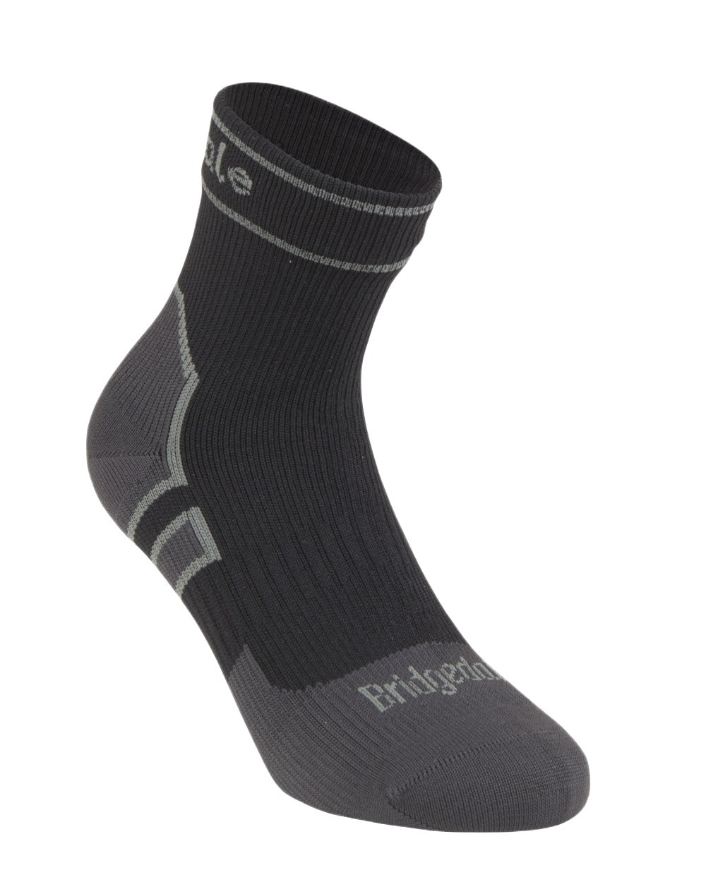 Black Coloured Bridgedale StormSock Lightweight Ankle Socks on White Background
