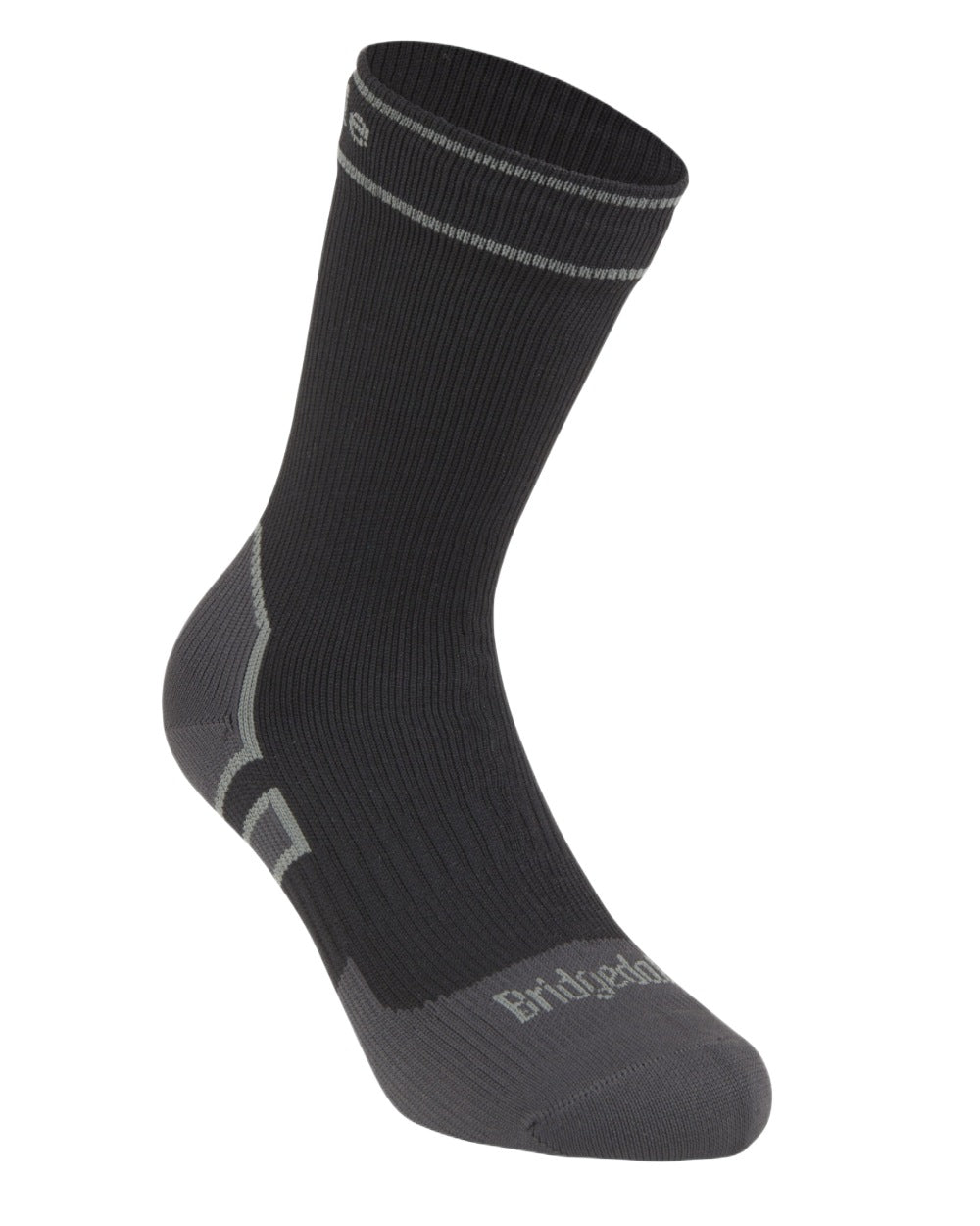 Black Coloured Bridgedale StormSock Lightweight Boot Socks on White dark-greyBackground

