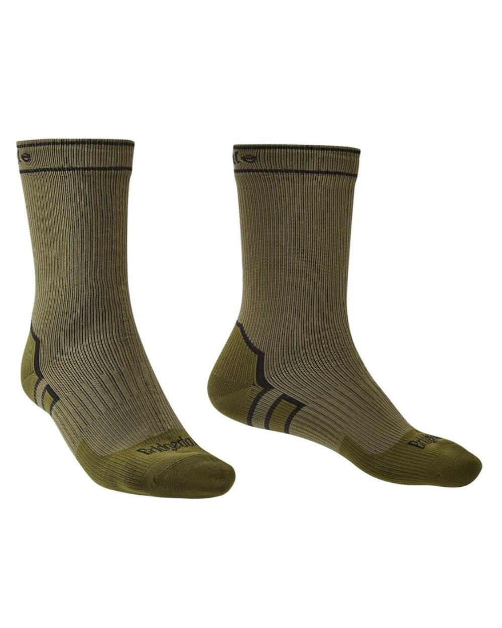 Khaki Coloured Bridgedale StormSock Midweight Boot Socks On A White Background 