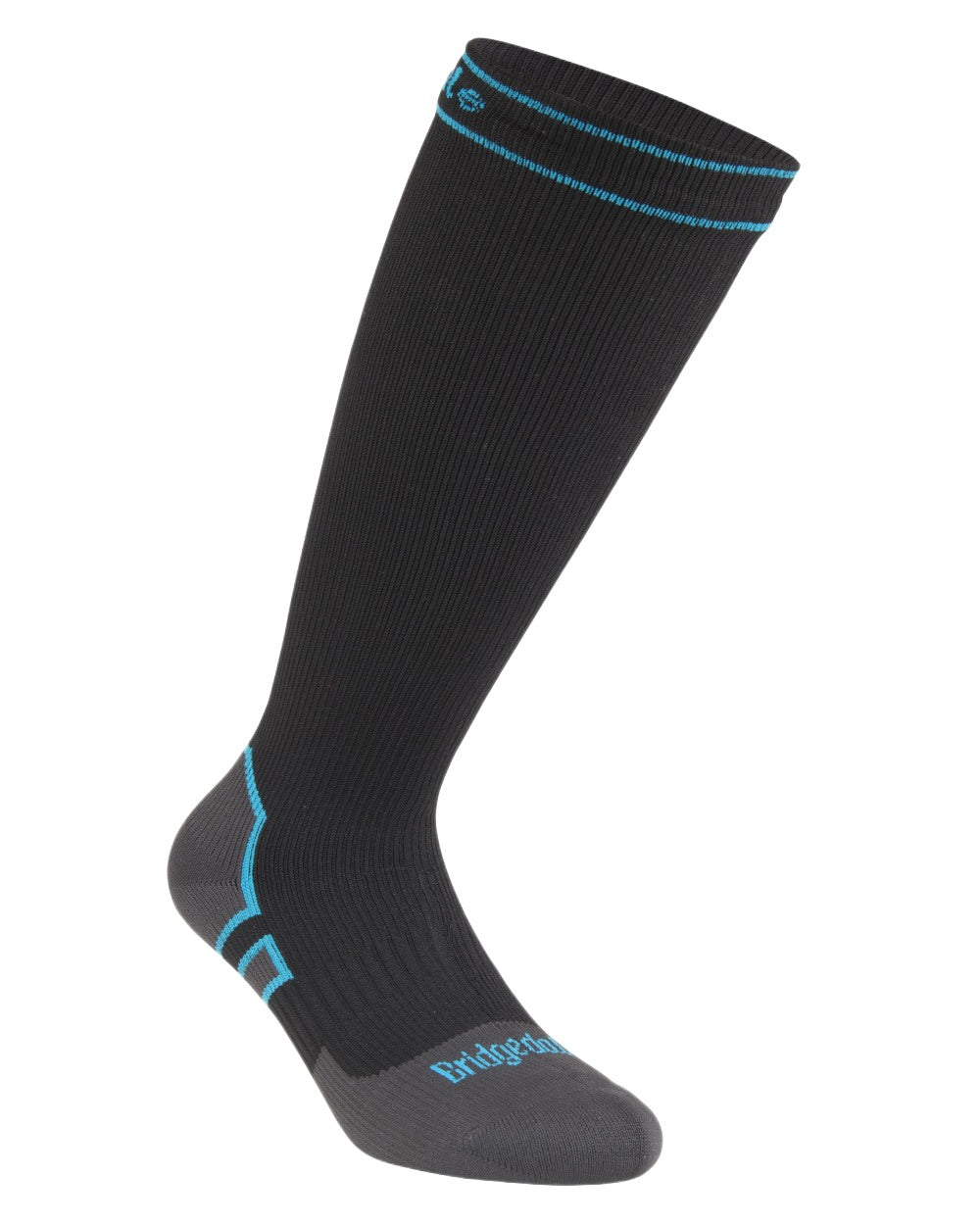 Black Coloured Bridgedale StormSock Midweight Knee Socks on White Background
