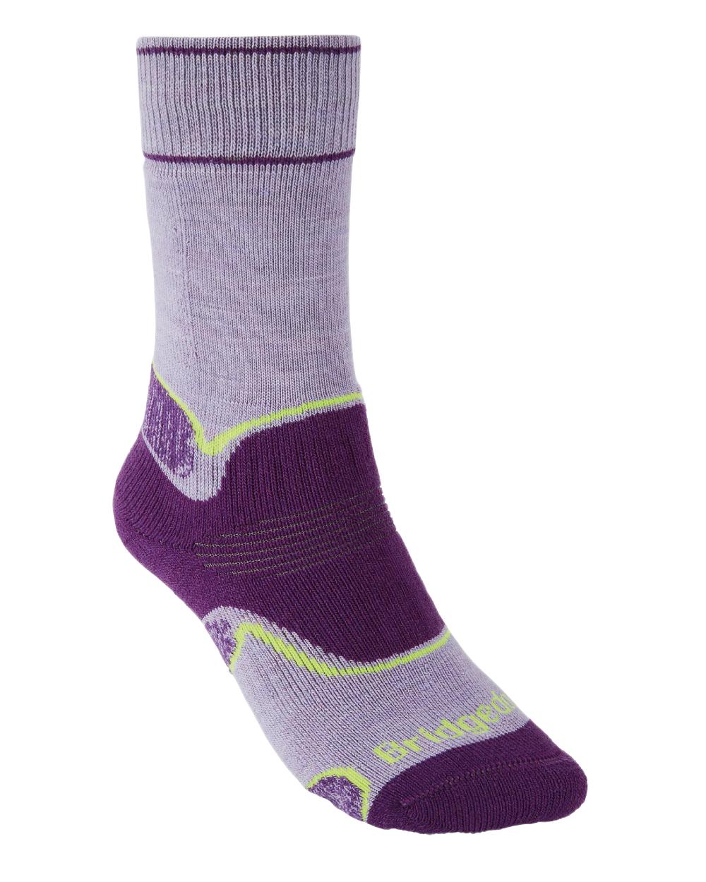 Lilac Purple Coloured Bridgedale Womens Midweight Merino Performance Socks on White Background
