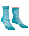 Teal Coloured Bridgedale Womens Ultra Light T2 Coolmax Performance Boot Socks On A White Background #colour_teal