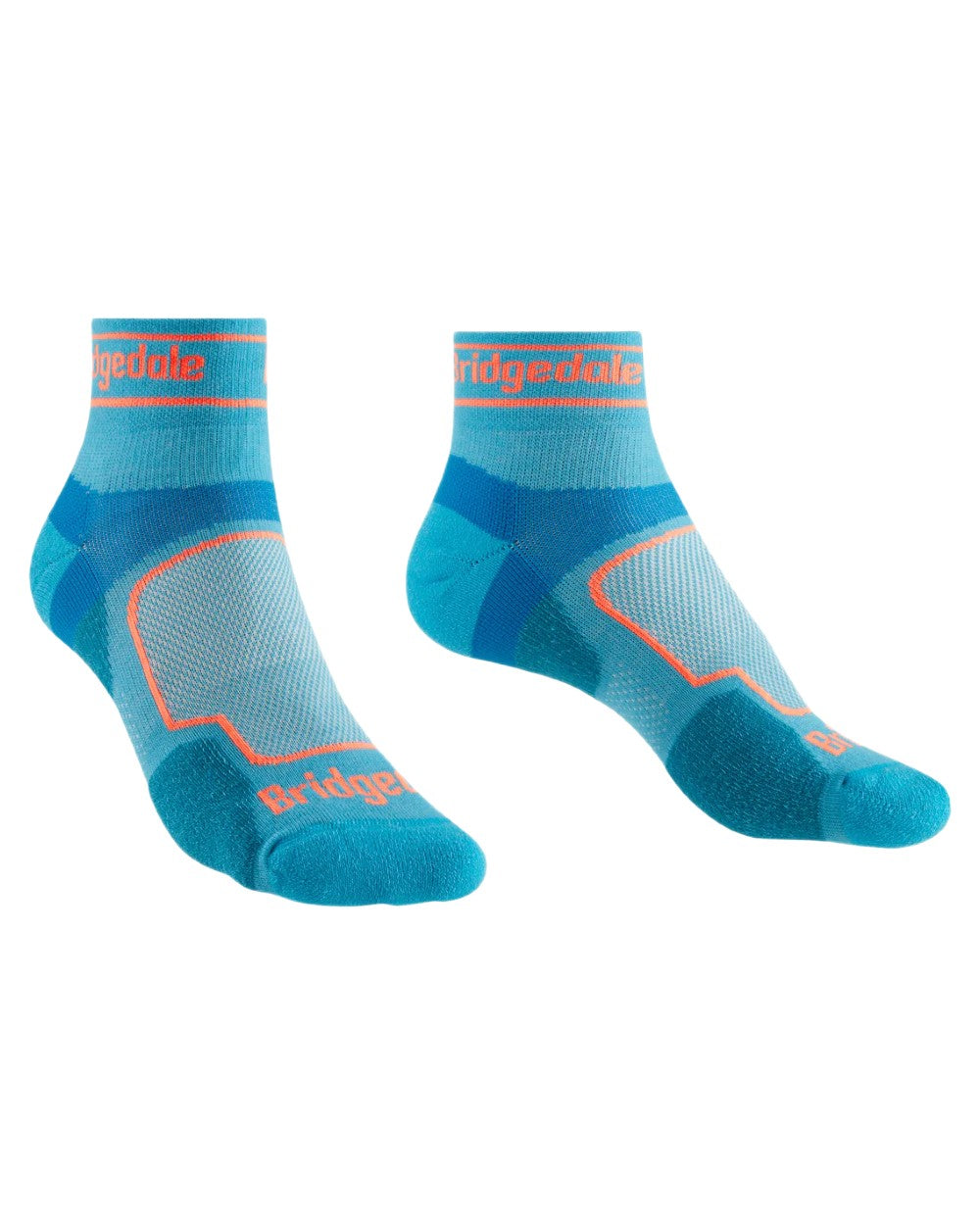 Blue Coloured Bridgedale Womens Ultra Light T2 Coolmax Sport Low on White Background
