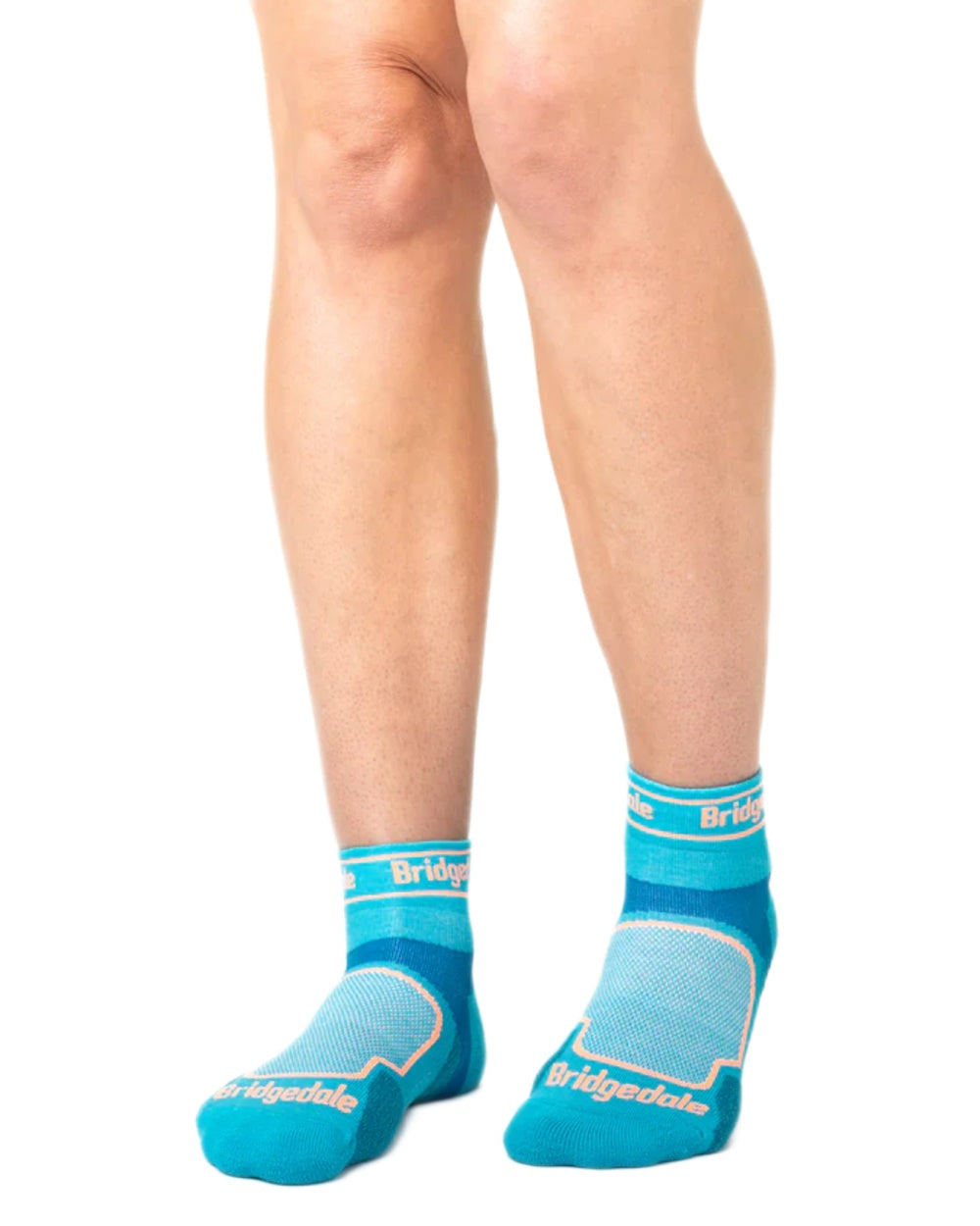 Blue Coloured Bridgedale Womens Ultra Light T2 Coolmax Sport Low on White Background
