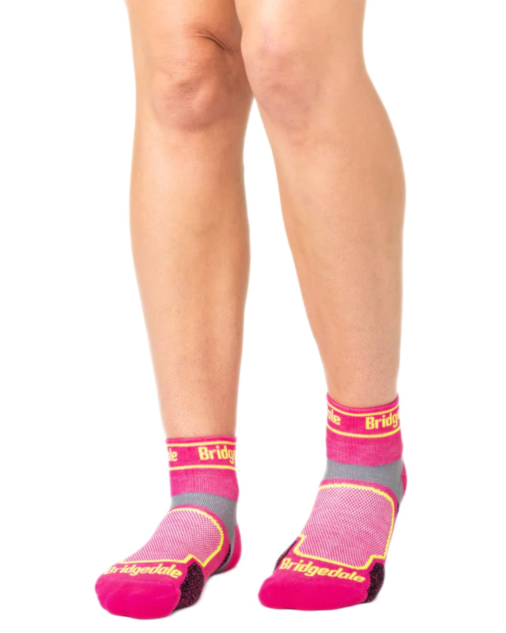 Pink Coloured Bridgedale Womens Ultra Light T2 Coolmax Sport Low on White Background
