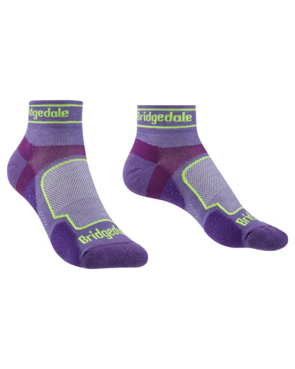 Purple Coloured Bridgedale Womens Ultra Light T2 Coolmax Sport Low on White Background
