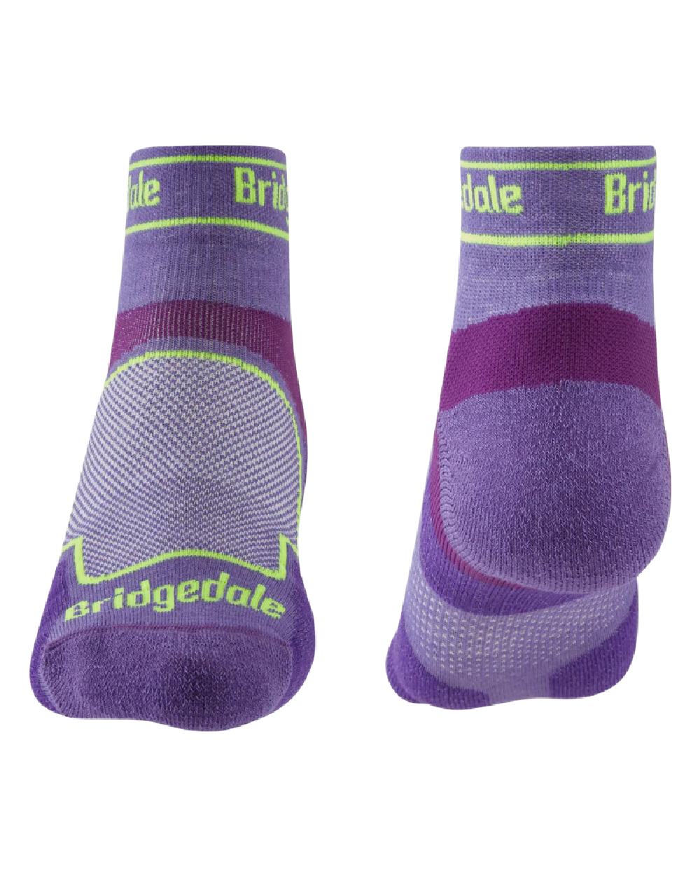 Purple Coloured Bridgedale Womens Ultra Light T2 Coolmax Sport Low on White Background

