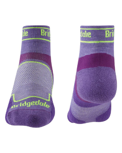 Purple Coloured Bridgedale Womens Ultra Light T2 Coolmax Sport Low on White Background
