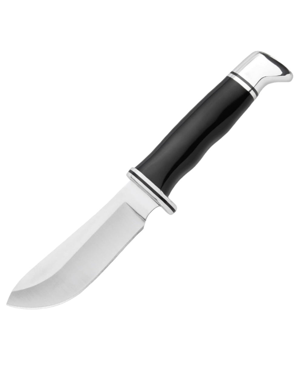 Black Coloured Buck Skinner Knife On A White Background