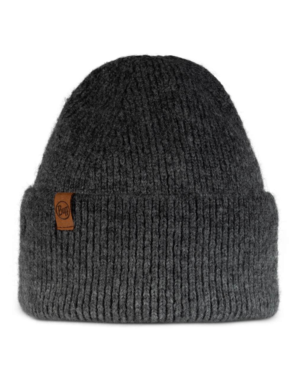 Graphite Coloured Buff Knitted Marin Beanie On A White Background 