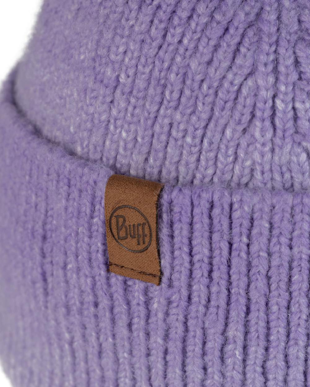 Lavender Coloured Buff Knitted Marin Beanie on white background 