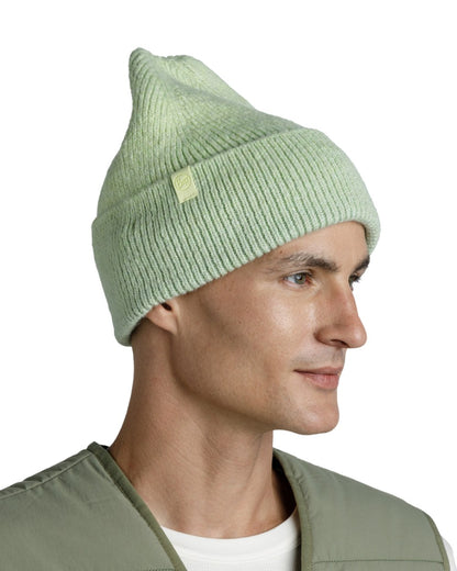 Opaline Coloured Buff Knitted Marin Beanie On A White Background 