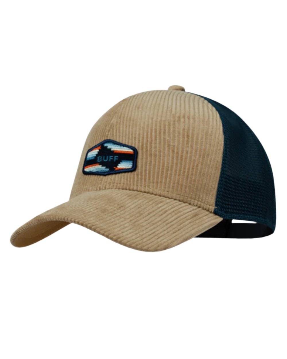 Camel Coloured Buff Trucker Cap On A White Background