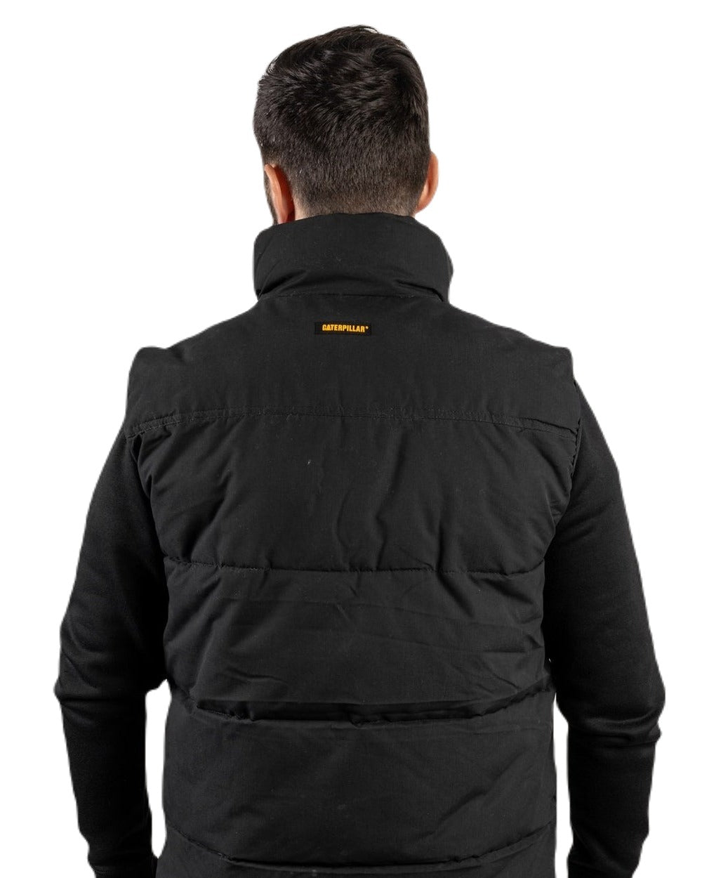 Black Coloured Caterpillar Arctic Zone Vest on White Background
