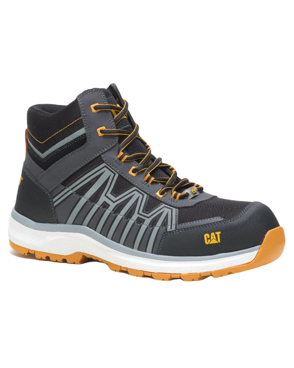 Black Orange Coloured Caterpillar Mens Charge Hiker S3 Safety Boots on White Background
