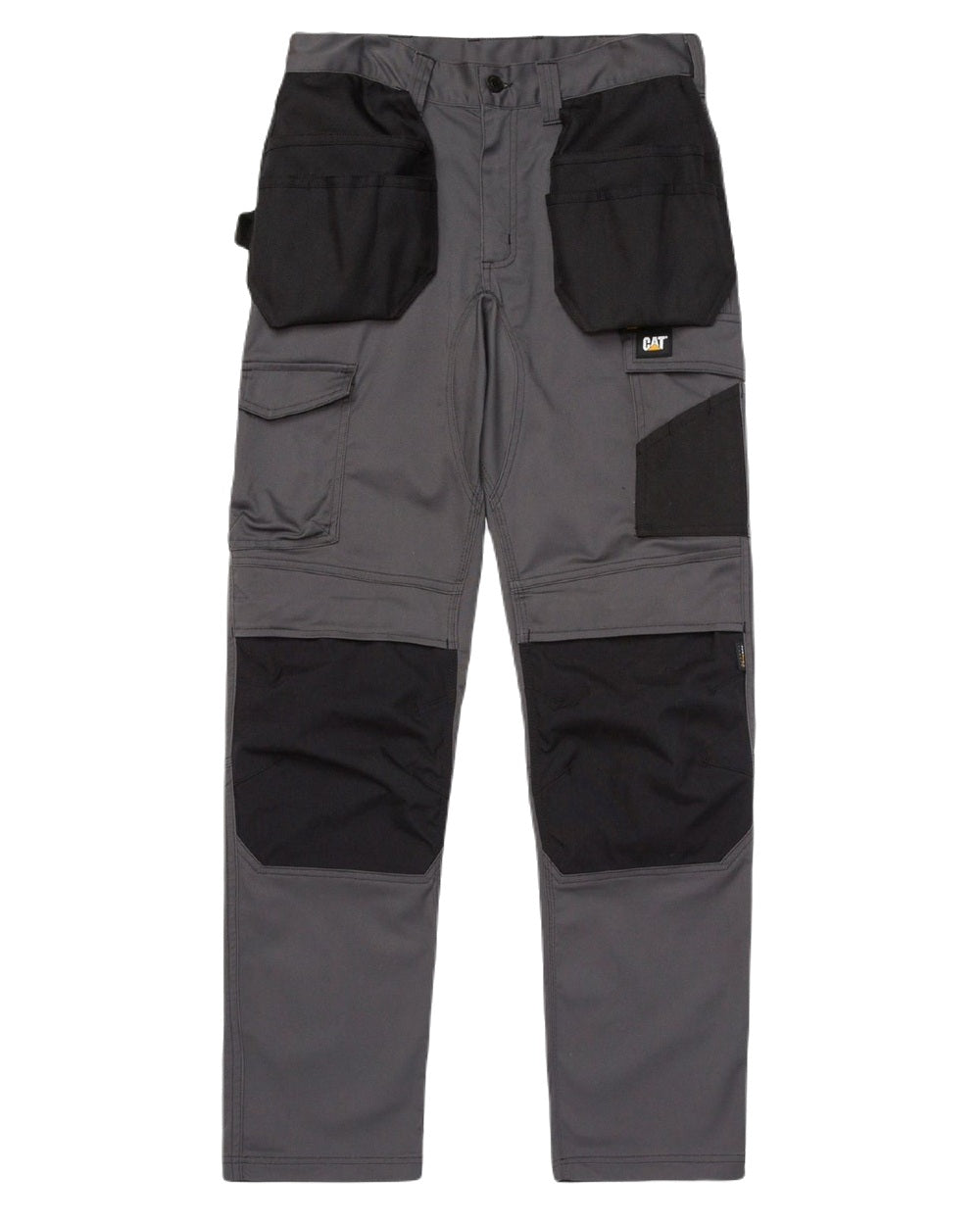 Dark Shadow Coloured Caterpillar Essential Knee Pocket Stretch Holster Trousers on White Background
