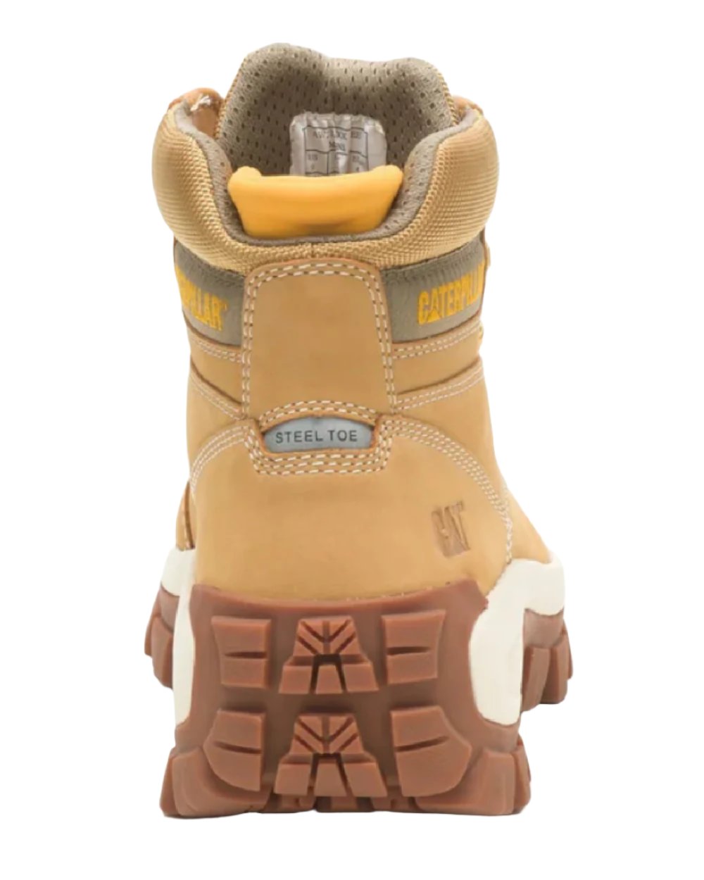 Honey Coloured Caterpillar Invader Hiker Safety Boot On A White Background 