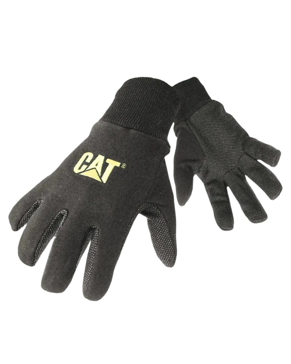 Black Coloured Caterpillar Jersey Dotted Glove On A White Background