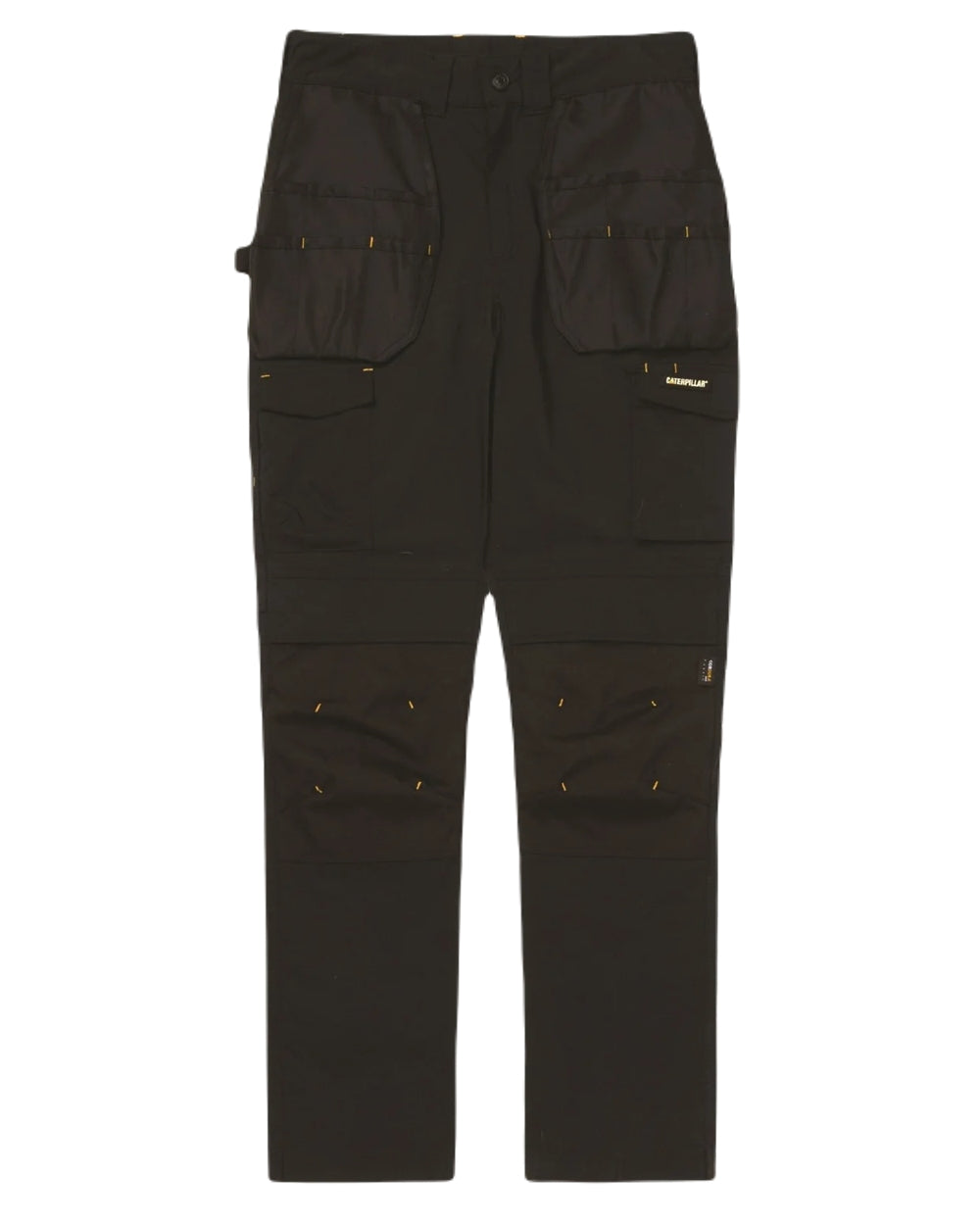 Black Coloured Caterpillar Mens Nexus Holster Stretch Pocket Trousers on White Background
