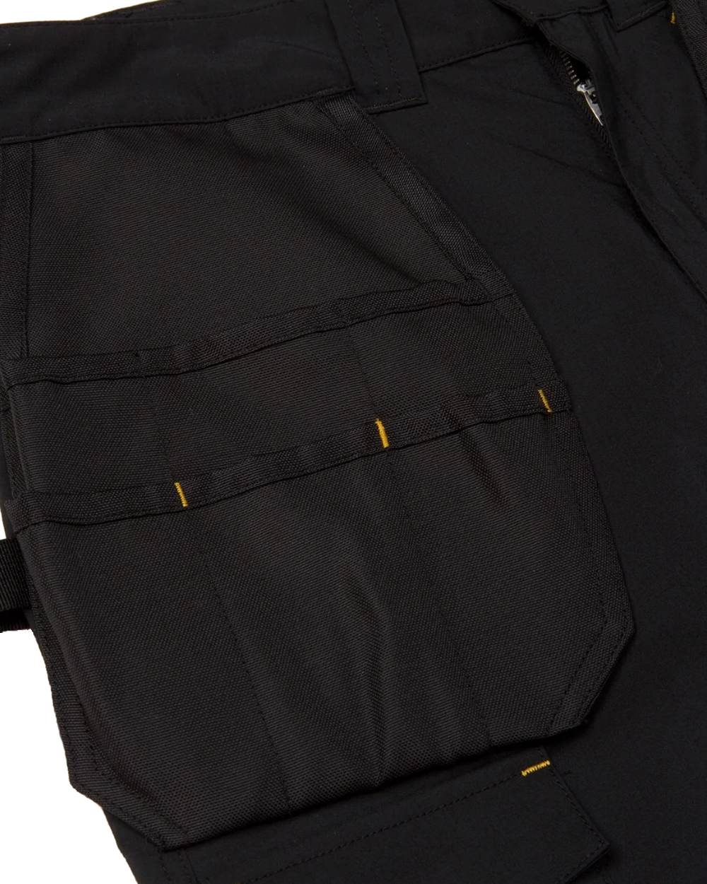 Black Coloured Caterpillar Mens Nexus Holster Stretch Pocket Trousers on White Background
