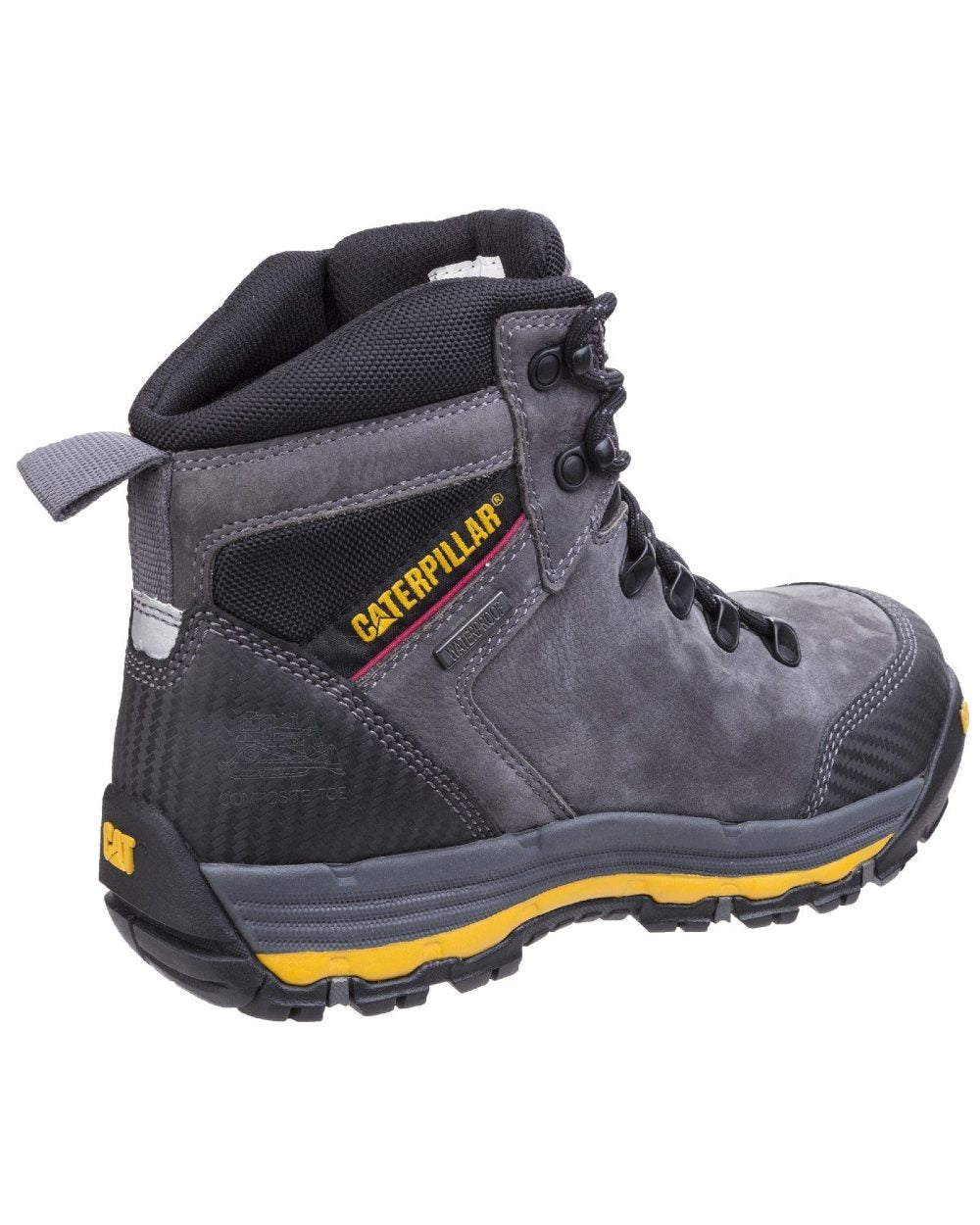 Dark Shadow Coloured Caterpillar Munising Safety Boot On A White Background