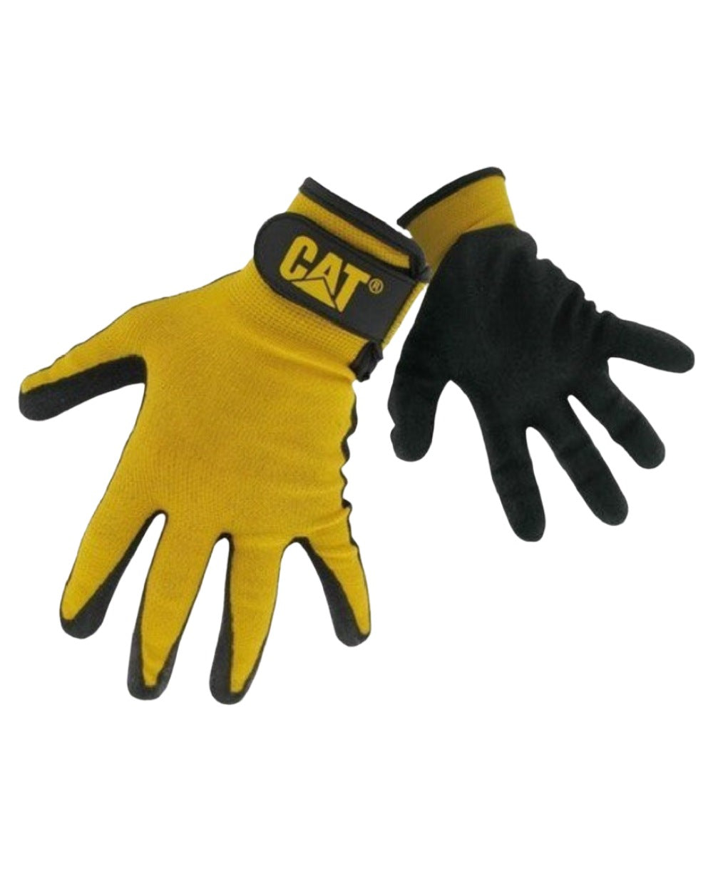 Black Yellow Coloured Caterpillar Nitrile Coated Glove On A White Background