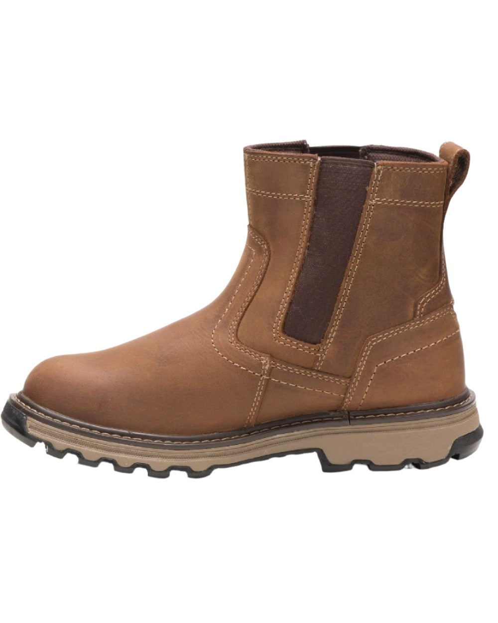 Dark Beige Coloured Caterpillar Pelton S1P Safety Boot On A White Background