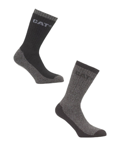 Grey Black Coloured Caterpillar Thermo Socks 2 Pair Pack On A White Background