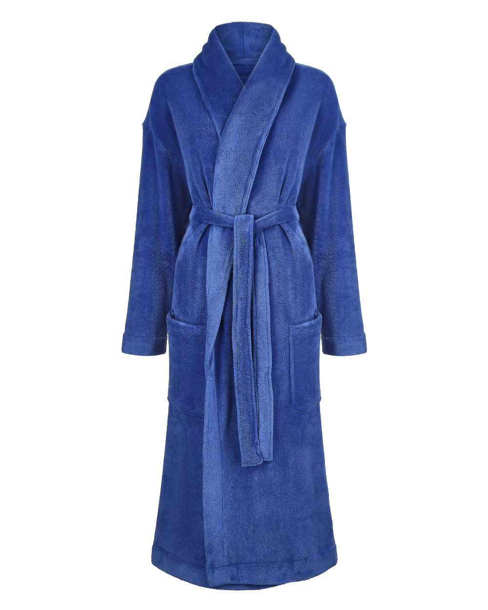 Blue Coloured Champion Ava Fleece Dressing Gown On A White Background 