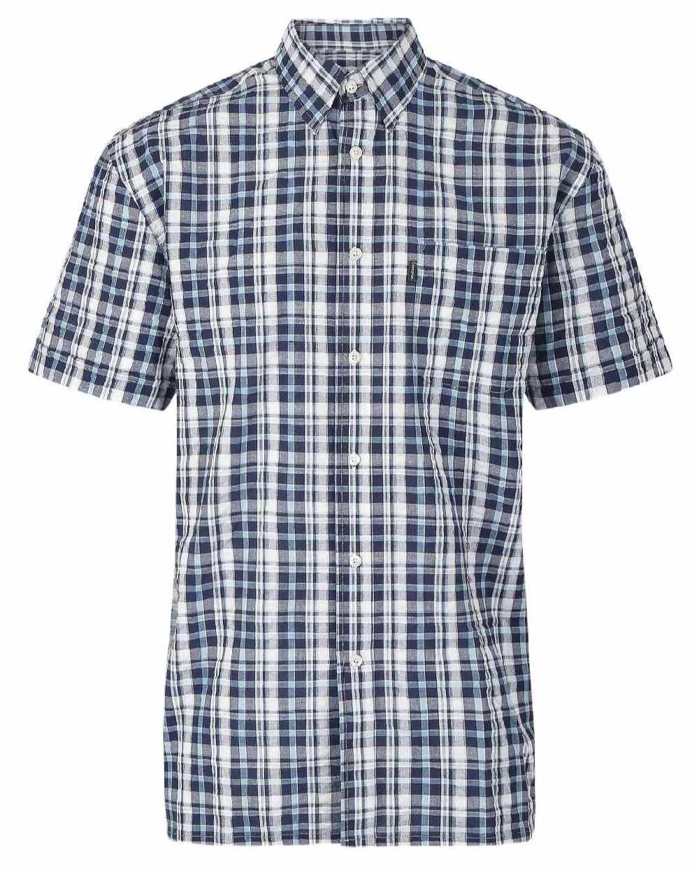 Blue coloured Champion Croyde Cotton Short Sleeved Shirt on white background 