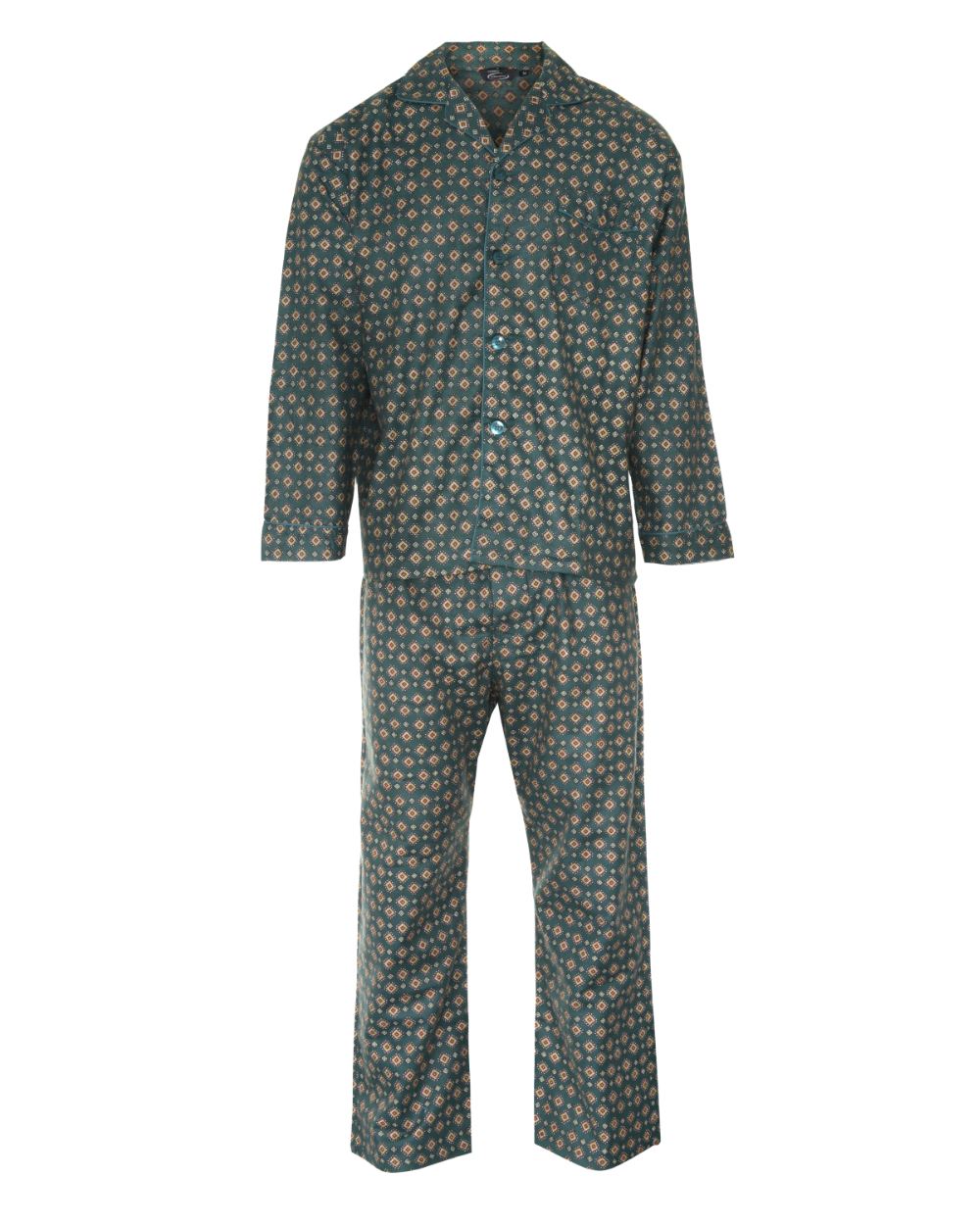 Teal Green Coloured Champion Diamond Pyjamas 100% Cotton On A White Background 