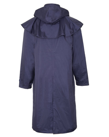 Navy Coloured Champion Highgrove Long Waterproof Coat On A White Background 