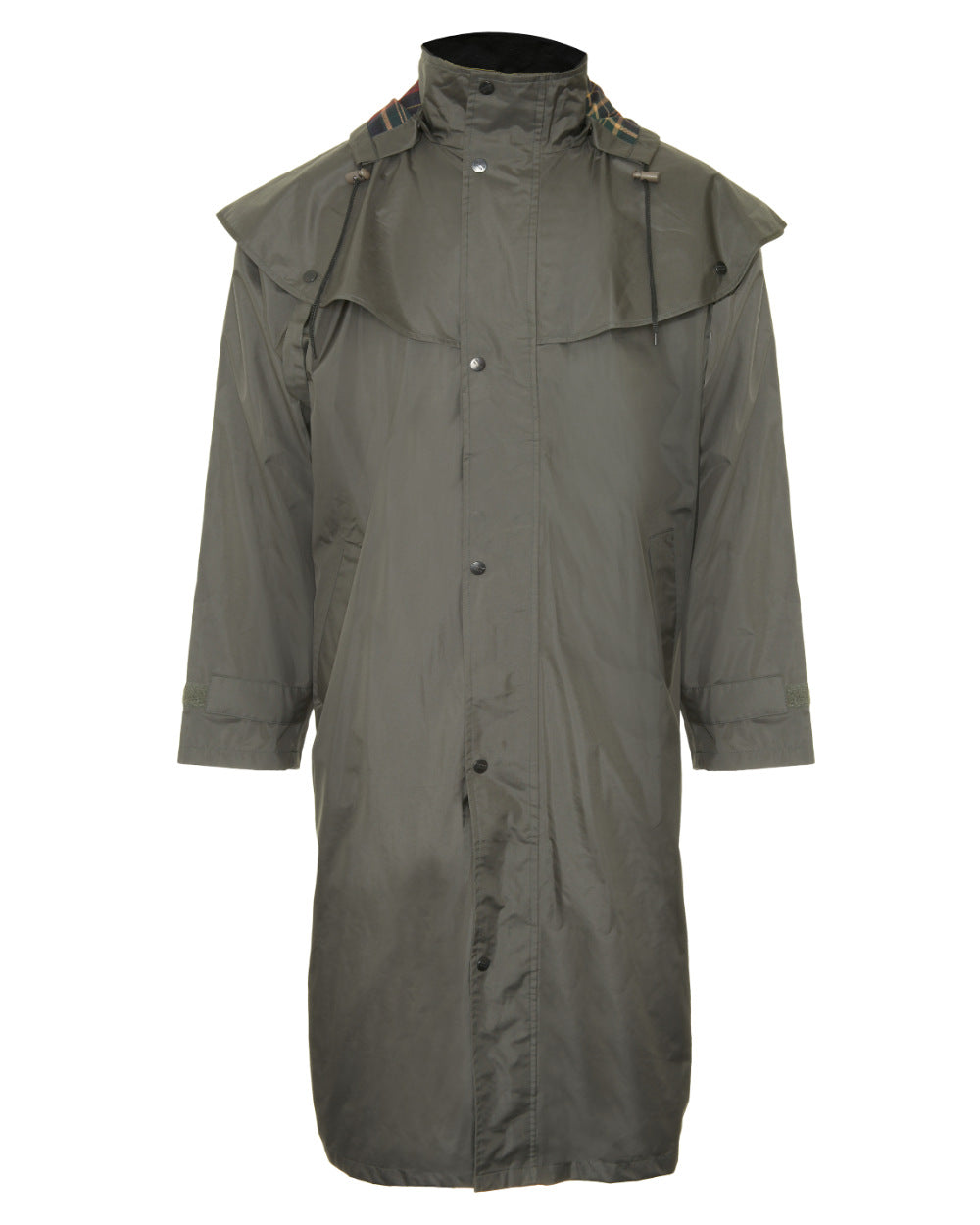 Olive Coloured Champion Highgrove Long Waterproof Coat On A White Background 