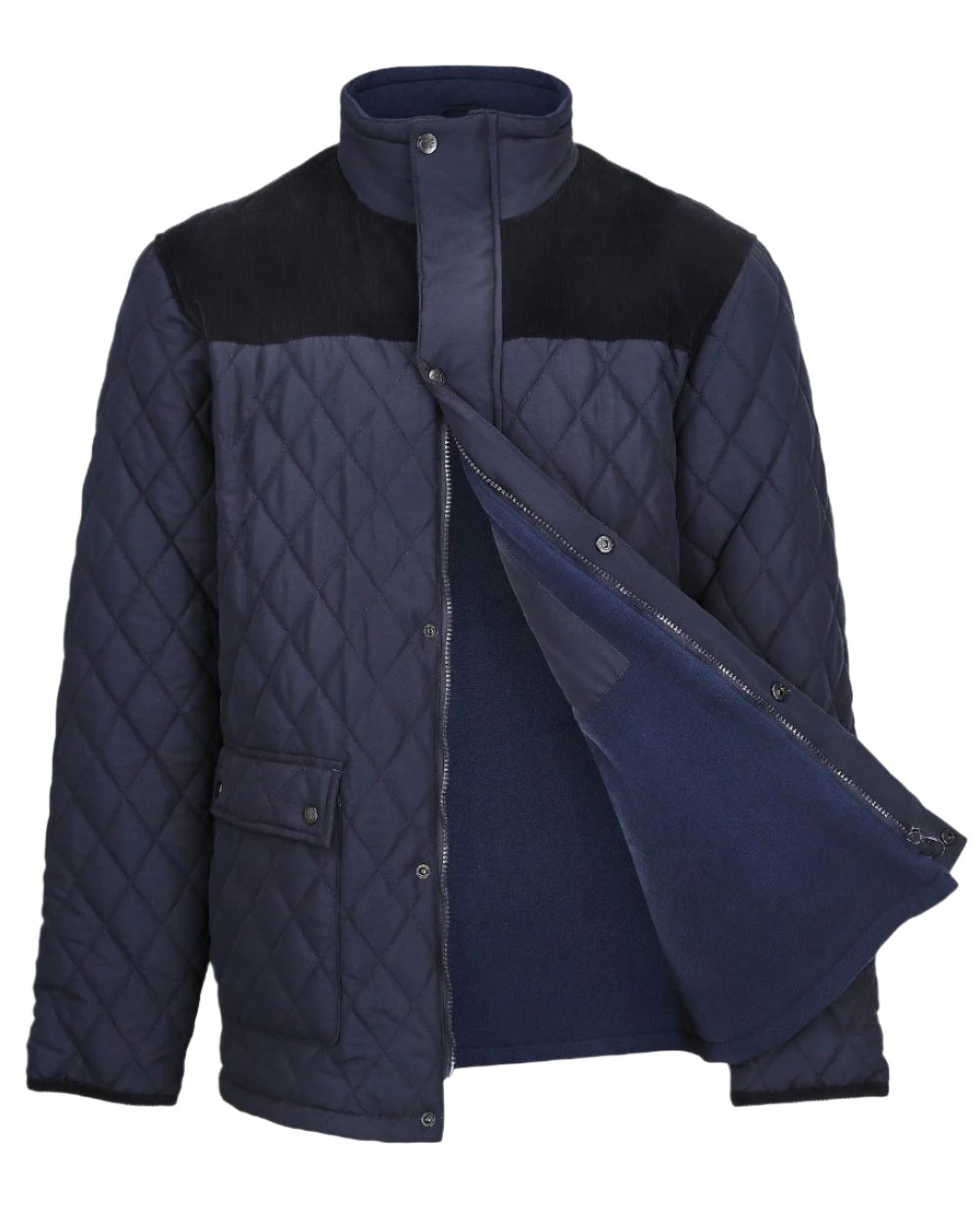 Navy Coloured Champion Lewis Diamond Quilted Jacket On A White Background 