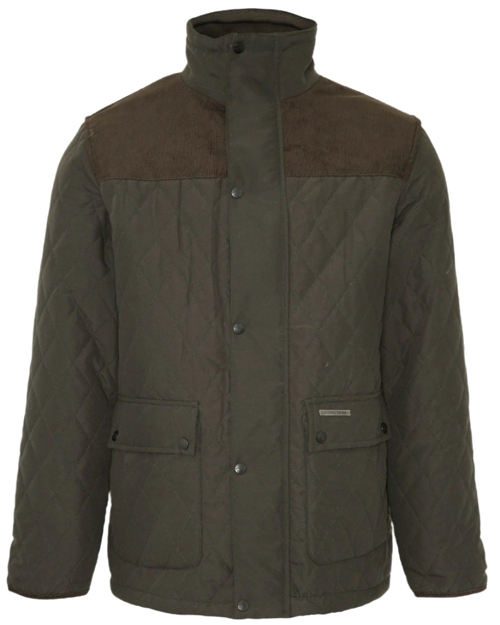 Olive Coloured Champion Lewis Diamond Quilted Jacket On A White Background 