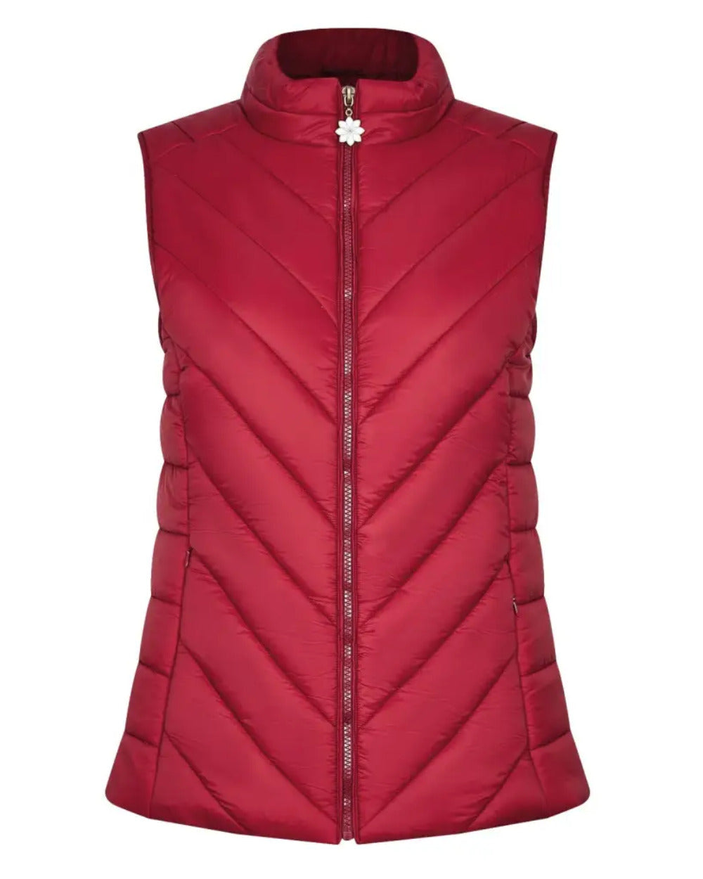 Red Coloured Champion Lundy Ladies Gilet On A White Background 