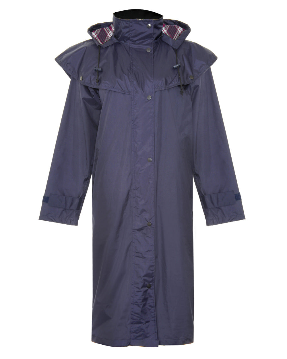 Navy Coloured Champion Sandringham Long Waterproof Coat On A White Background 